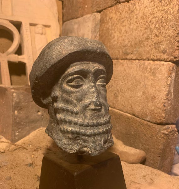 Hammurabi  Mesopotamian statue / sculpture fragment replica. King of Babylon - Head / Babylonian art