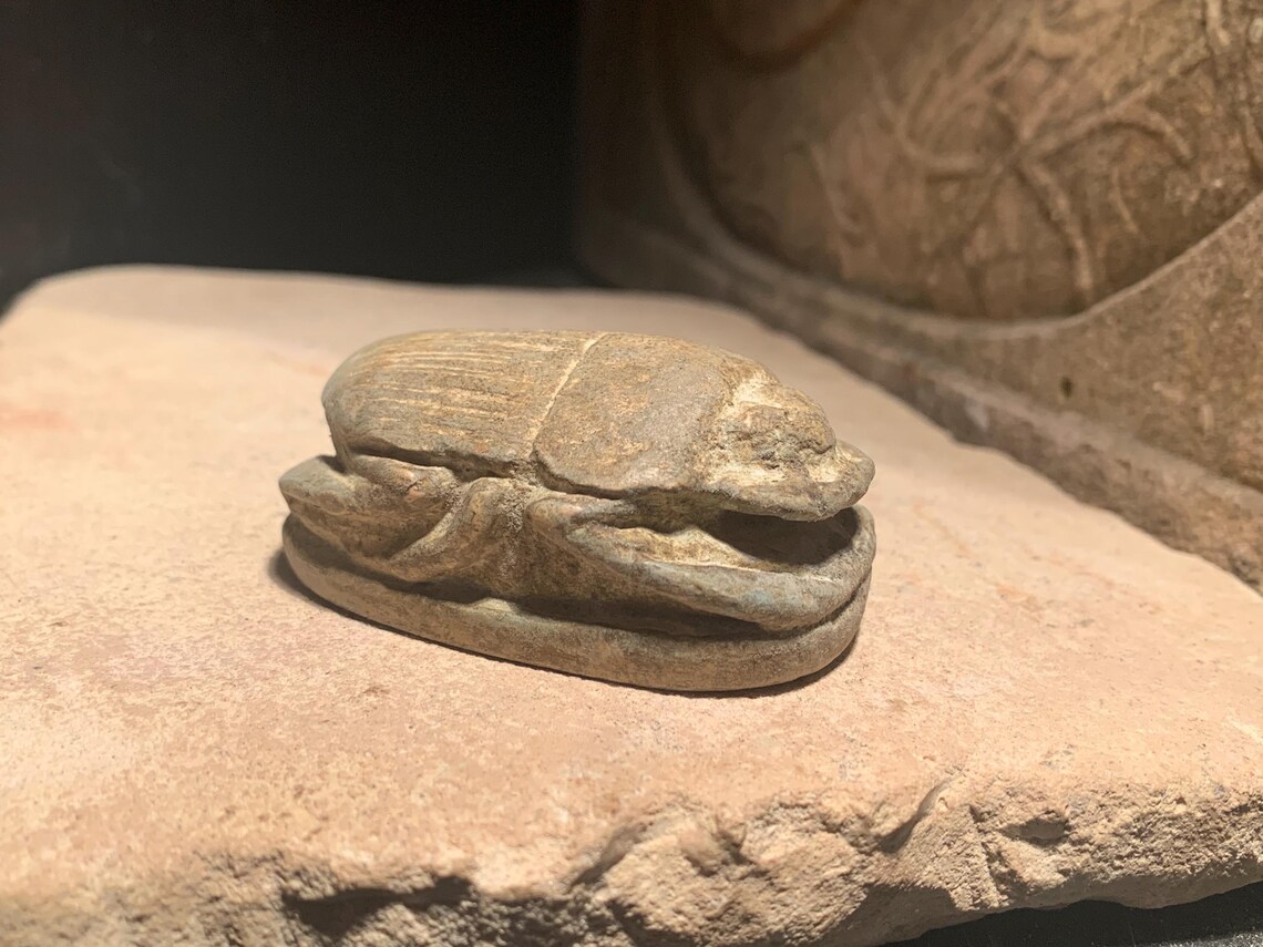 Egyptian Art - King Tutankhamun Scarab Amulet Featuring His Name in ...