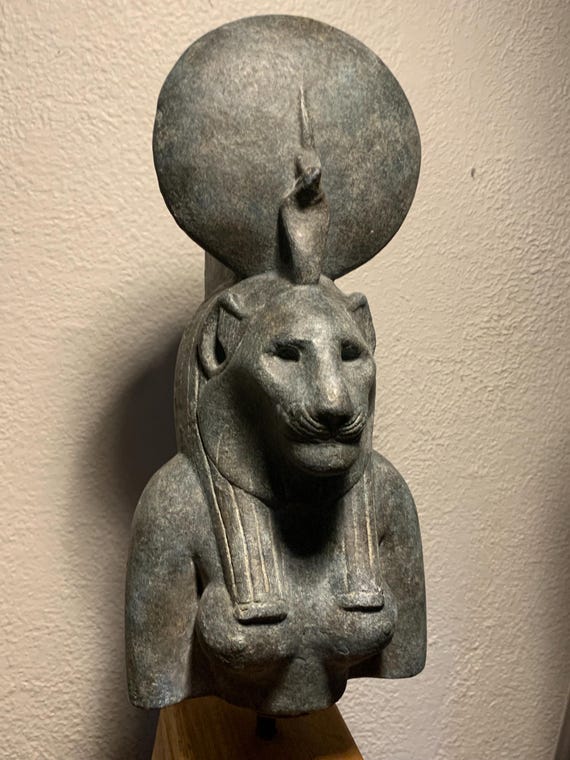 Egyptian Sekhmet statue / sculpture fragment replica - Goddess of power and might - Daughter of Ra - wife of Ptah