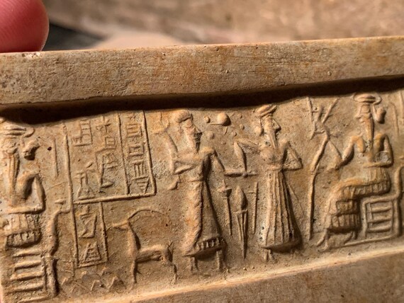 Sumerian cylinder seal impression replica - VA 243 - constellation of Pleiades * Ancient astronomy