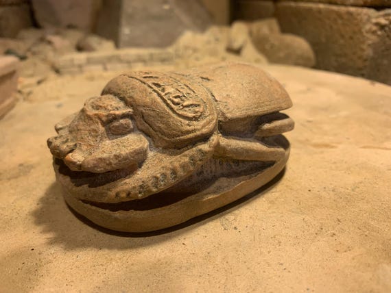 Egyptian art - Sculpture - Scarab amulet featuring extensive Hieroglyphic text. Reign of Amenhotep III - 18th dynasty replica