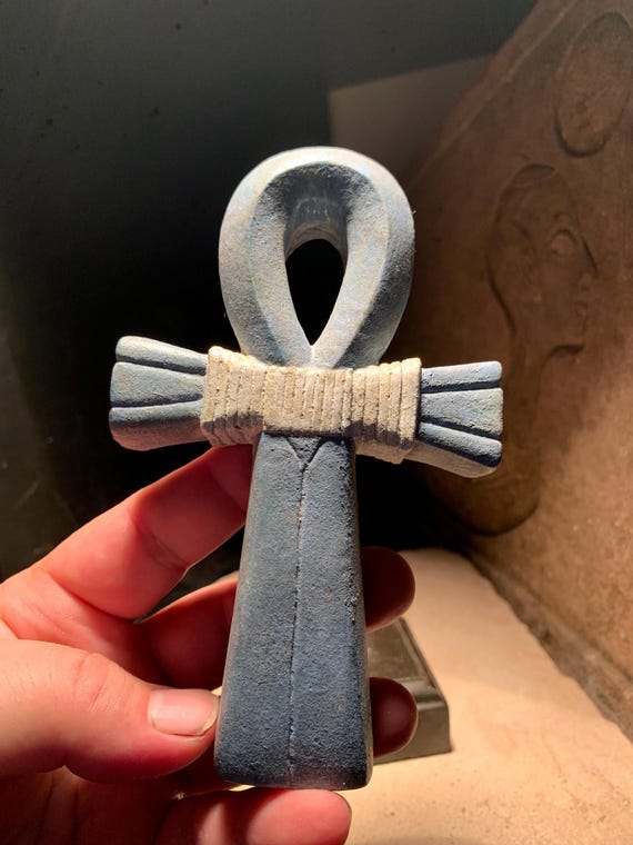 Egyptian Ankh on stand - art - sculpture - Kemetic talisman / amulet. Ancient Egypt. Symbol of life and fertility