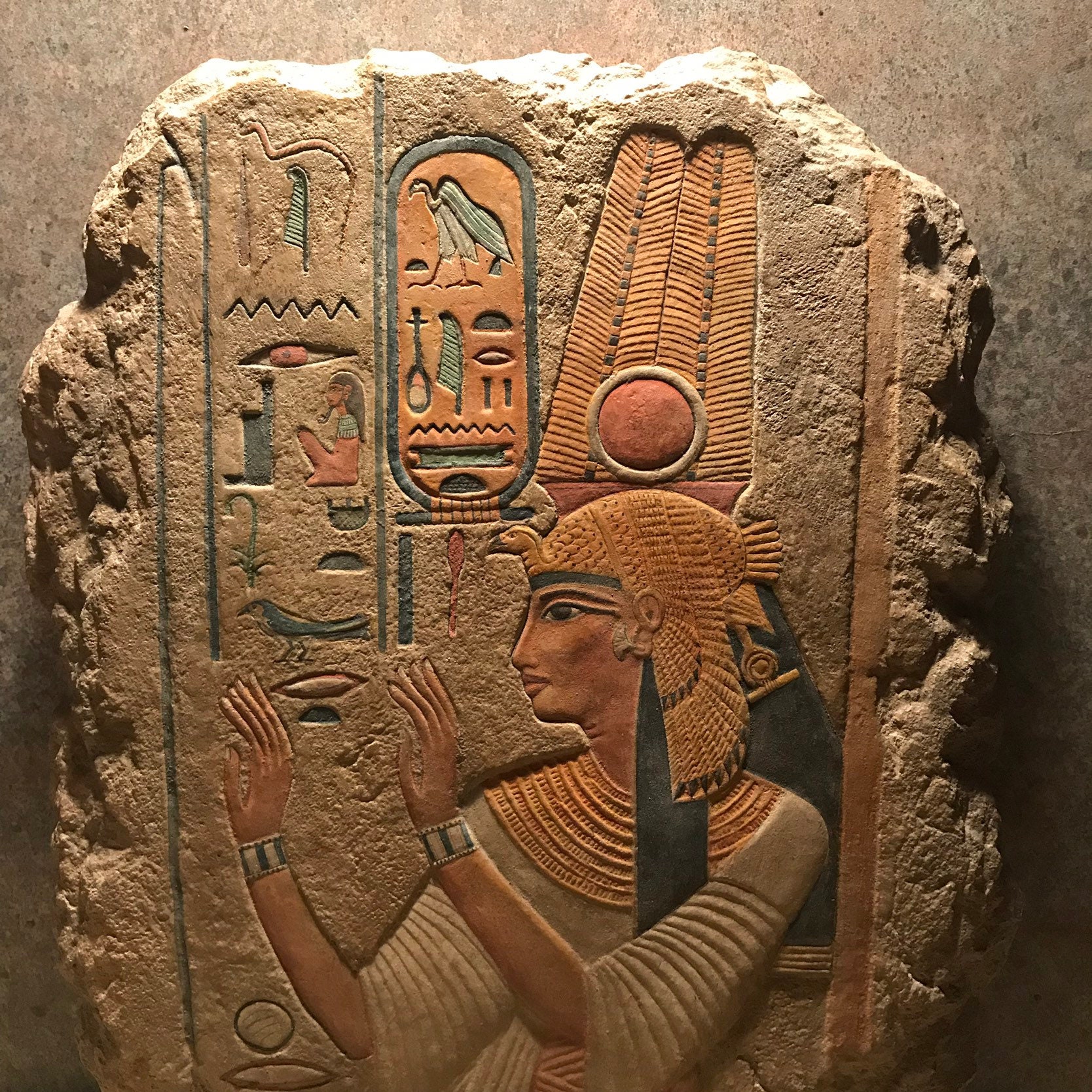 Egyptian art / sculpture - painted relief carving of Queen ...