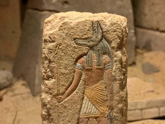 Egyptian art - Anubis - A relief sculpture of the ancient mummification god.