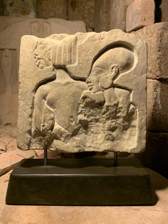 Egyptian art Akhenaten & Nefertiti’s daughters relief sculpture fragment replica