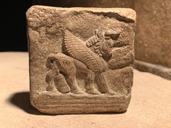 Mesopotamia / Assyrian art / mythology - Lamassu winged bull amulet replica