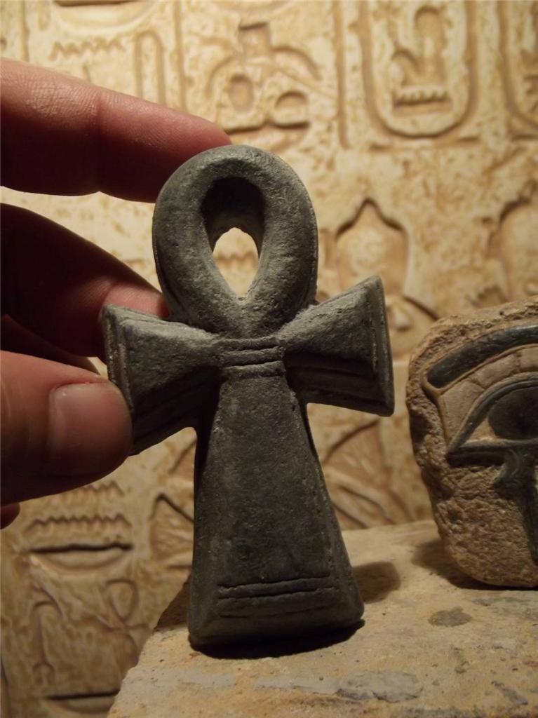 Egyptian Art - Eye of Horus and Ankh amulet. Ancient Egypt carving