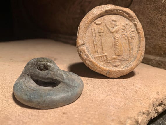 Babylon - Marduk priest seal & impression museum replica. Neo-Babylonian period