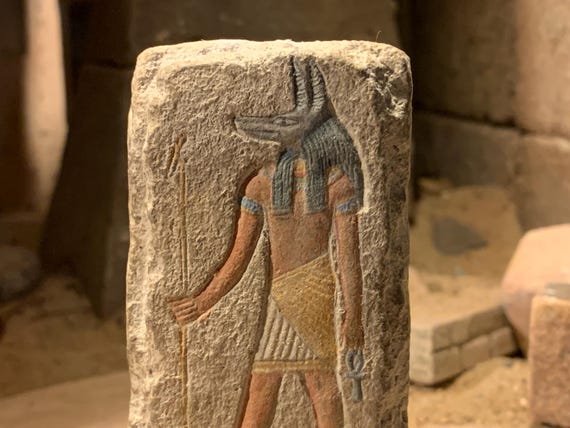 Egyptian art - Anubis - A relief sculpture of the ancient mummification god.