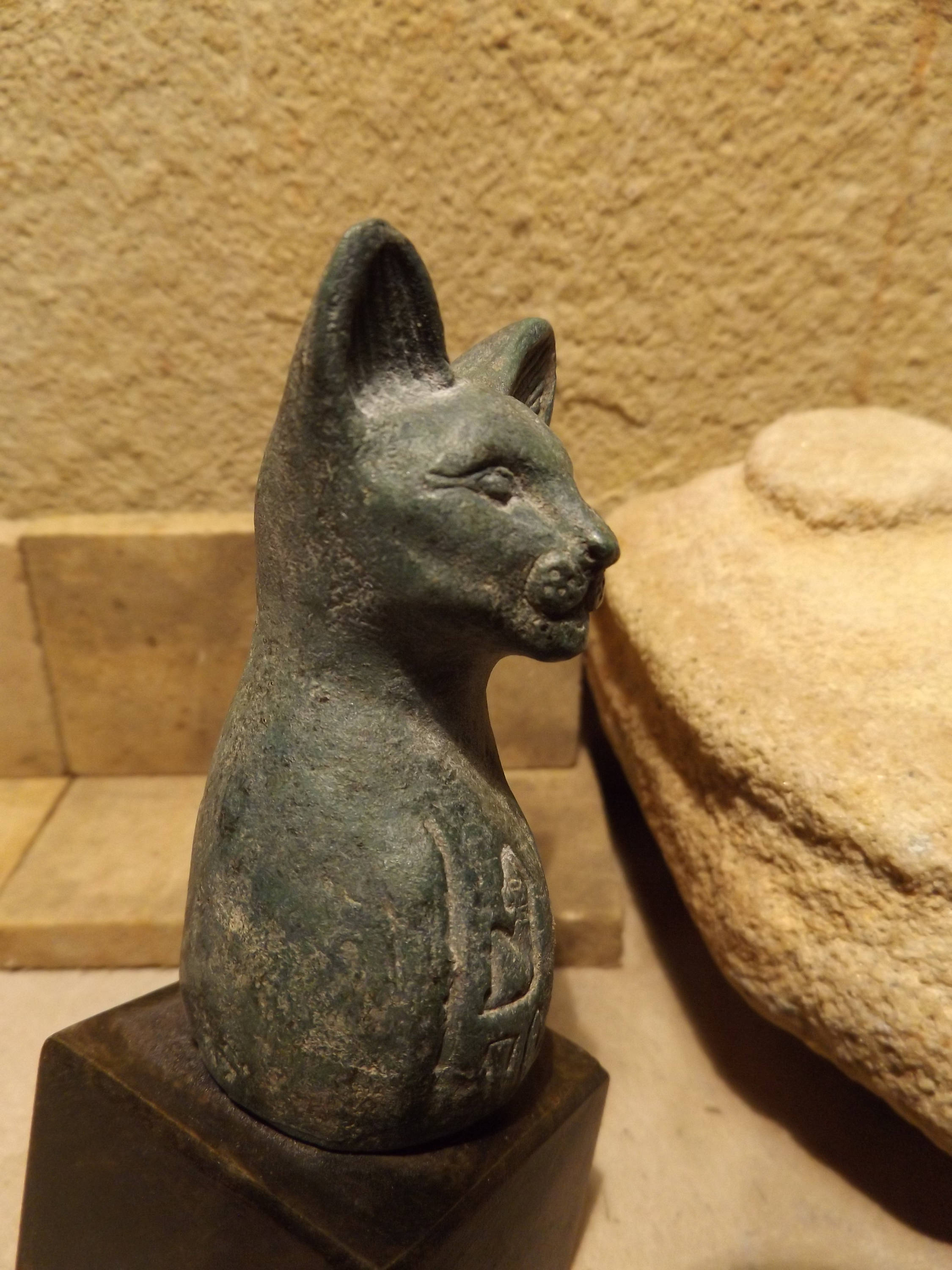 Egyptian cat statue of Bast / Bastet - A Goddess of music , dance , joy
