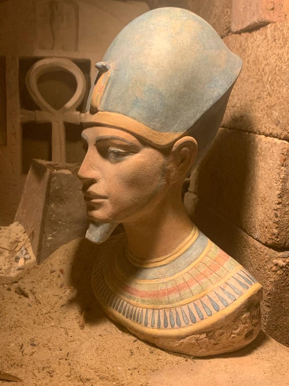 Egyptian statue ~ King Ramses IV painted bust 2010
