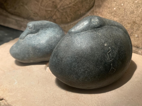 Sumerian / Mesopotamia duck weights x 2 with cuneiform writing & Lioness carving