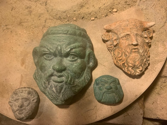 Satyr trio + Achelous - Etruscan / Greek / Sculpture Statue set - Museum replica