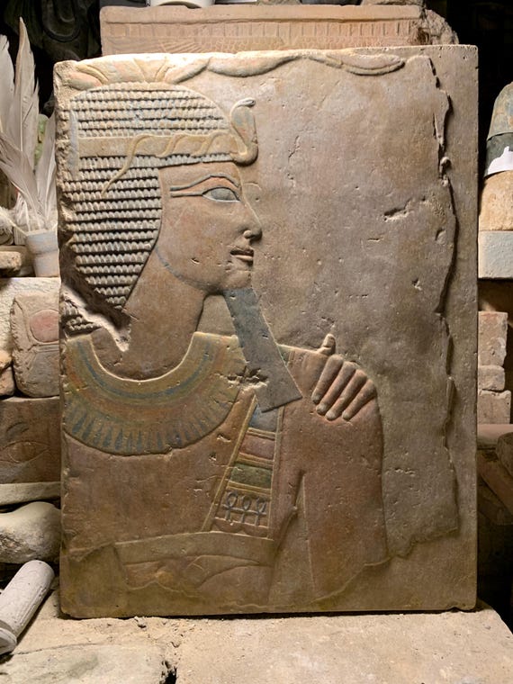Hatshepsut - Egyptian temple relief sculpture fragment of Egypt's great Queen