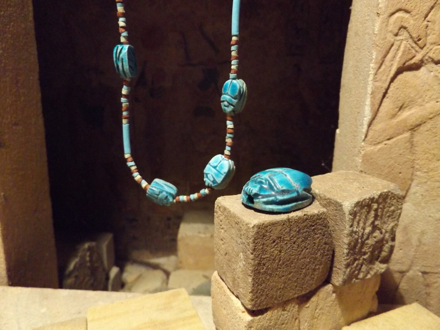 Egyptian Jewelry Scarab Nile Clay Bead Necklace A Single Scarab For 