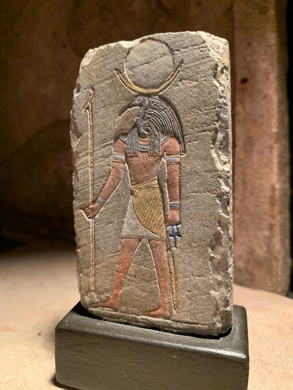Egyptian art Thoth / Djehuty - sacred Ibis form. God of wisdom, writing& the moon.