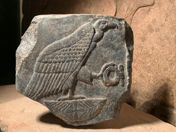 Egyptian art / sculpture relief of Nekhbet - Vulture goddess - Hierolglyph