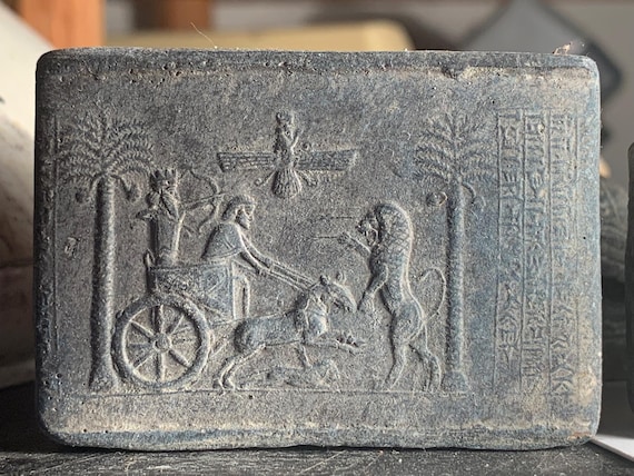 Cylinder seal impressions from ancient Ugarit & Persia. Early depictions of the chariot. Mesopotamia.