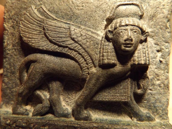 Mesopotamian-Assyrian - art - Striding sphinx of Nimrud - Egyptian influence