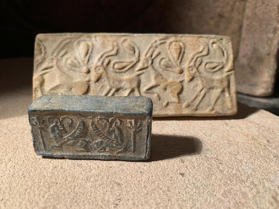 Mesopotamian cylinder seal impression replicas - Assyrian and Proto-Elamite epoch