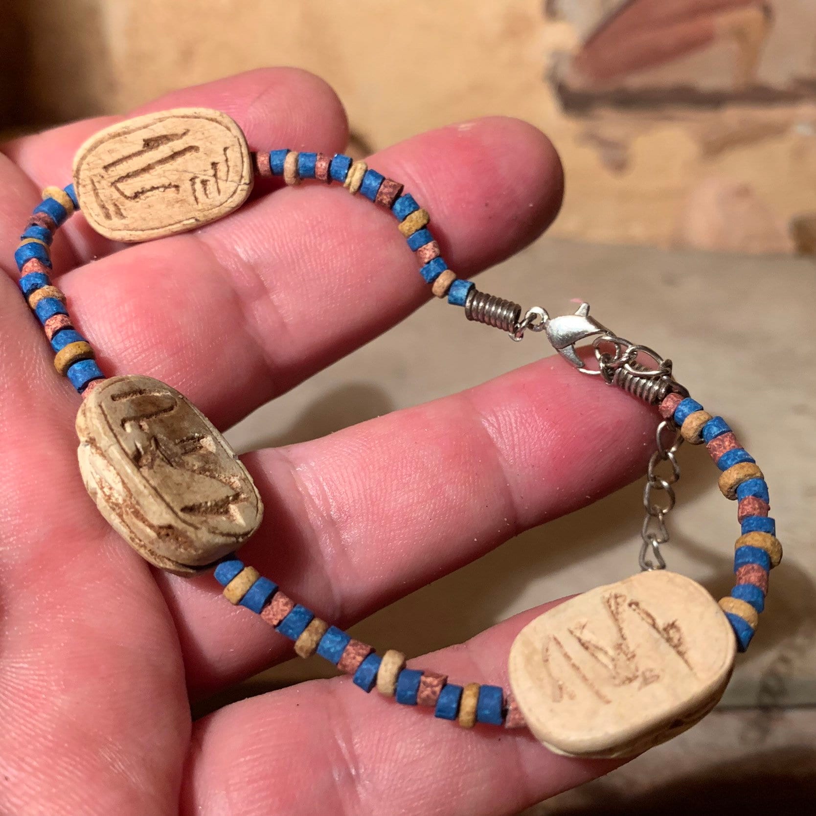 Egyptian Scarab bracelet /anklet. Symbol of renewal, regeneration, rebirth.