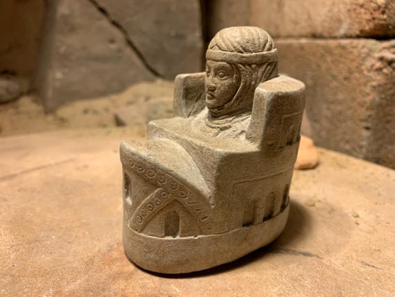 Medieval Chess piece statue - Spanish Queen in a castle - 12th century replica