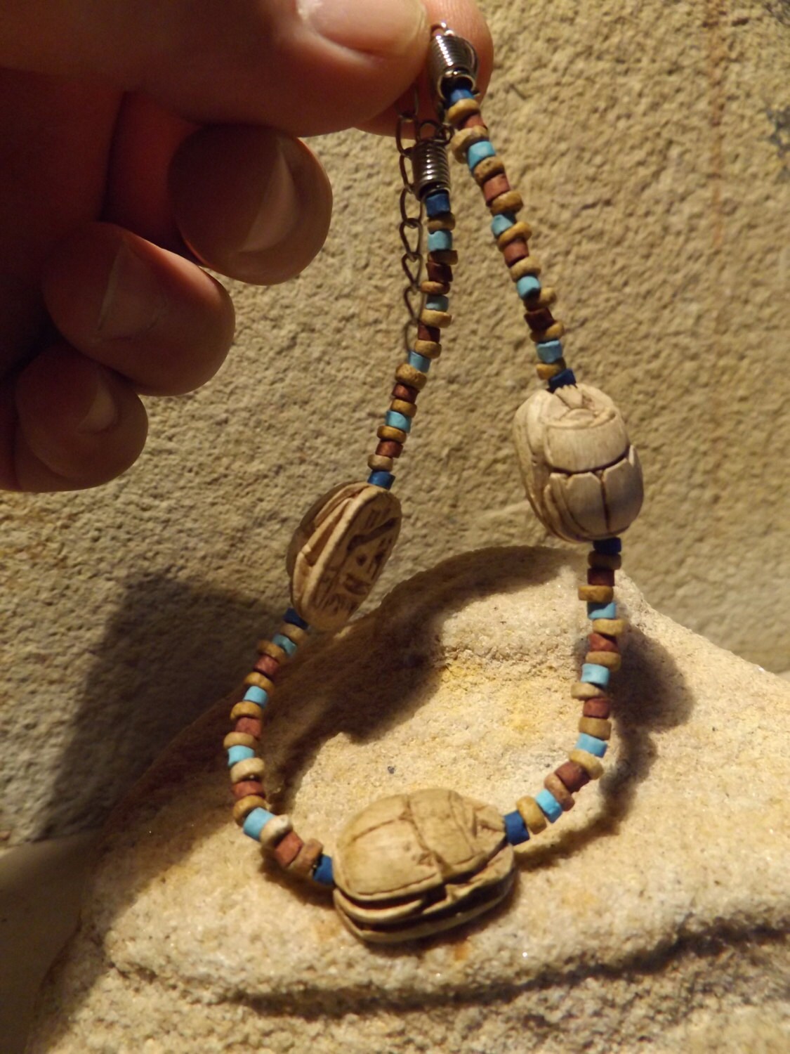 Egyptian Scarab bracelet /anklet. Symbol of renewal, regeneration, rebirth.