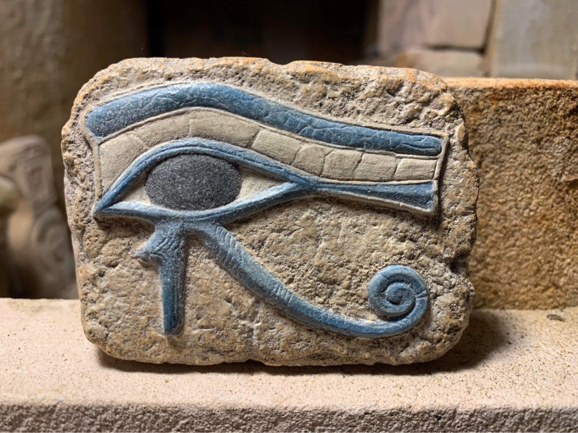 Egyptian Art - Eye of Horus amulet. Ancient Egypt carving / Sculpture