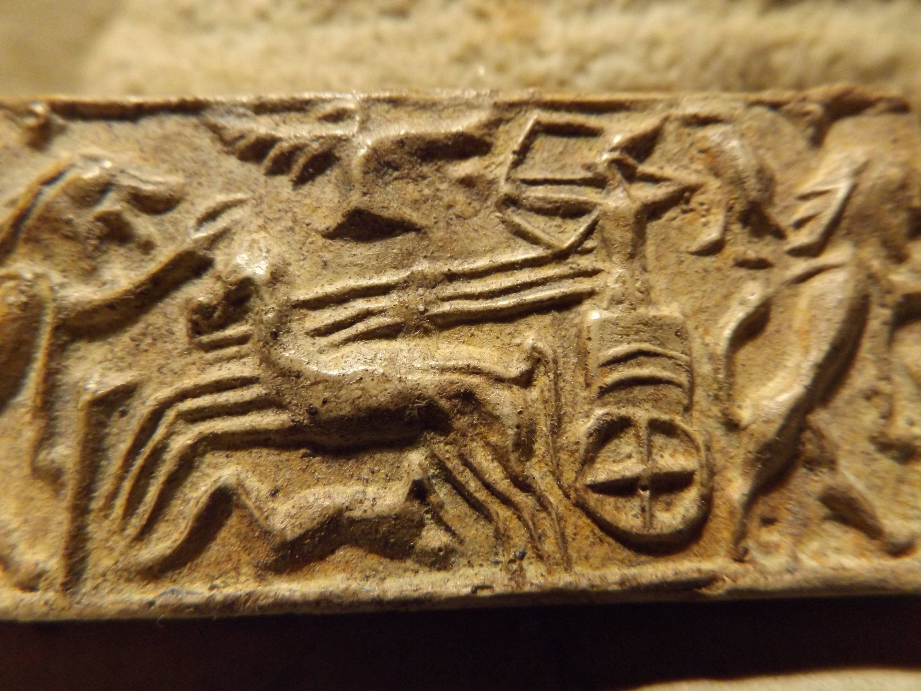Cylinder seal impression from ancient Ugarit Syria, Levant
