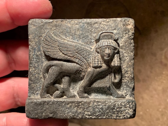 Mesopotamian-Assyrian - art - Striding sphinx of Nimrud - Egyptian influence