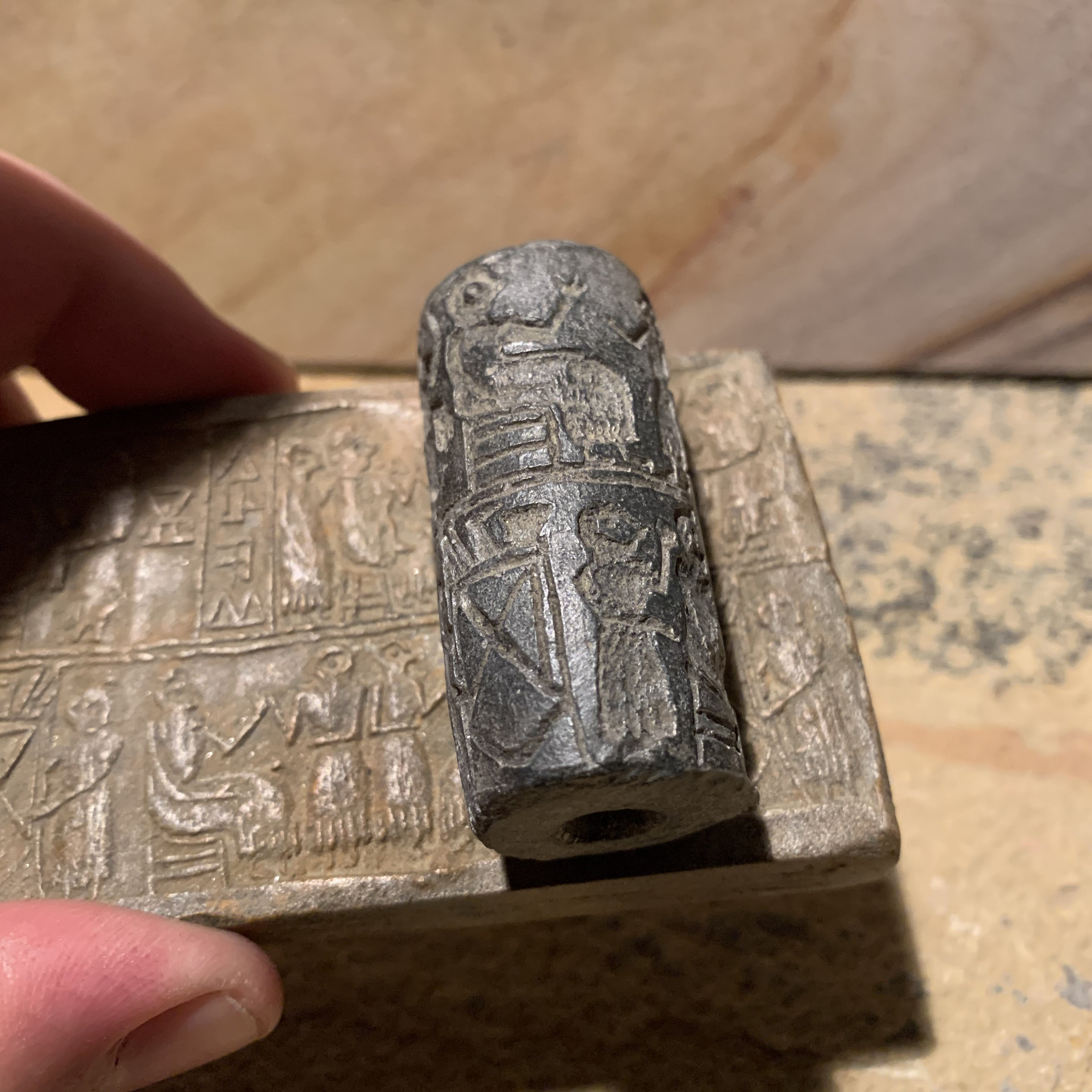 Sumerian cylinder seal replica of Queen Puabi Mesopotamian art