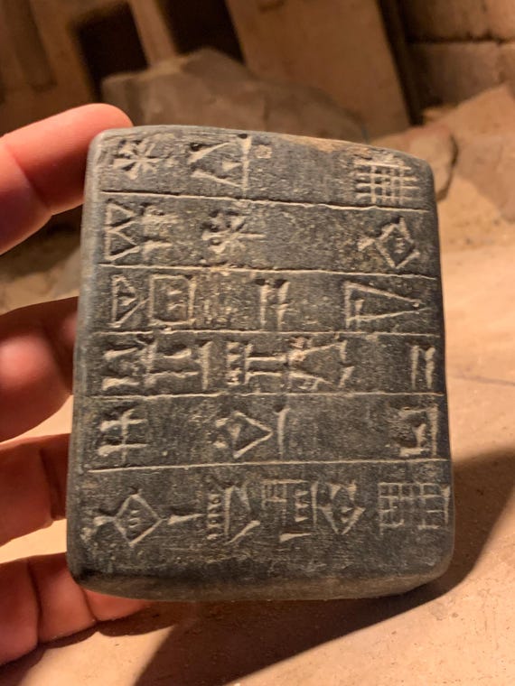 Sumerian writing - cuneiform tablet of Gudea - document replica - Mesopotamia