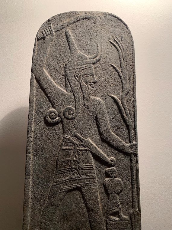 Ba’al / Baal relief carving. God of storms, thunder and lightning. Rider of the clouds