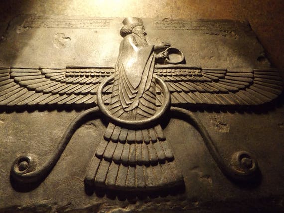 Ahuru Mazda -Persian Achaemenid wall art relief. Zoroastrian god of truth/justice