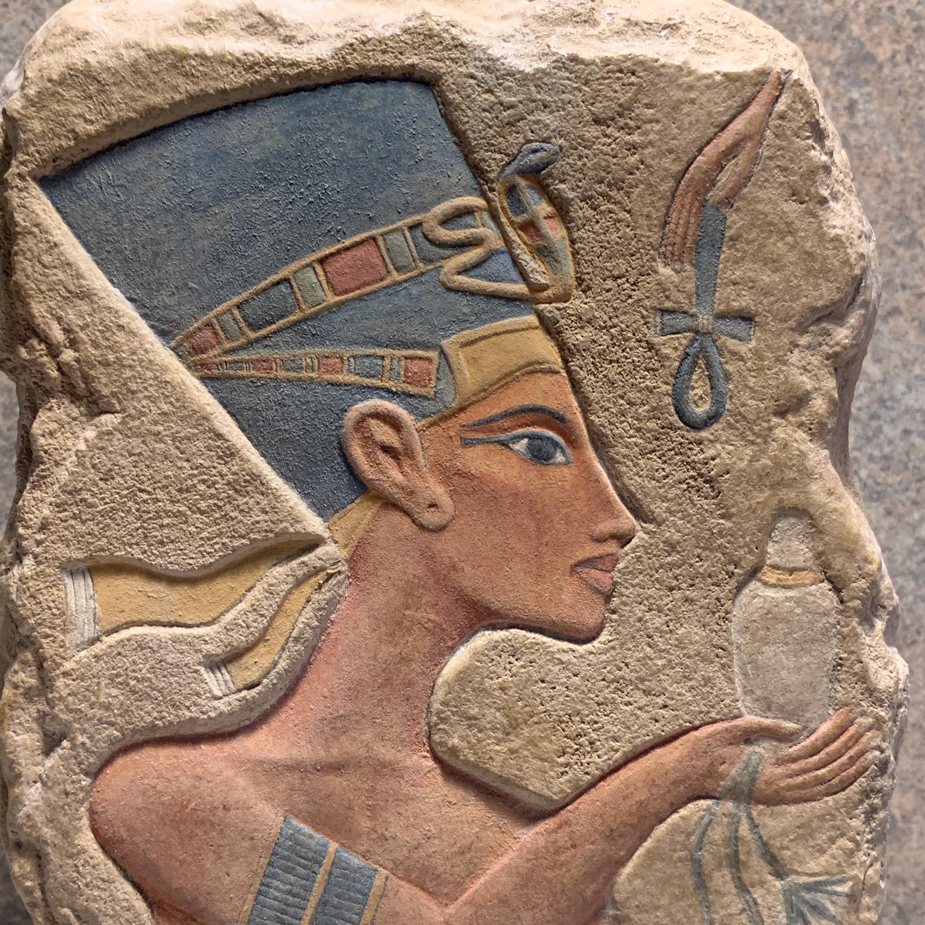 Egyptian art Nefertiti Amarna period relief sculpture replica. 18th