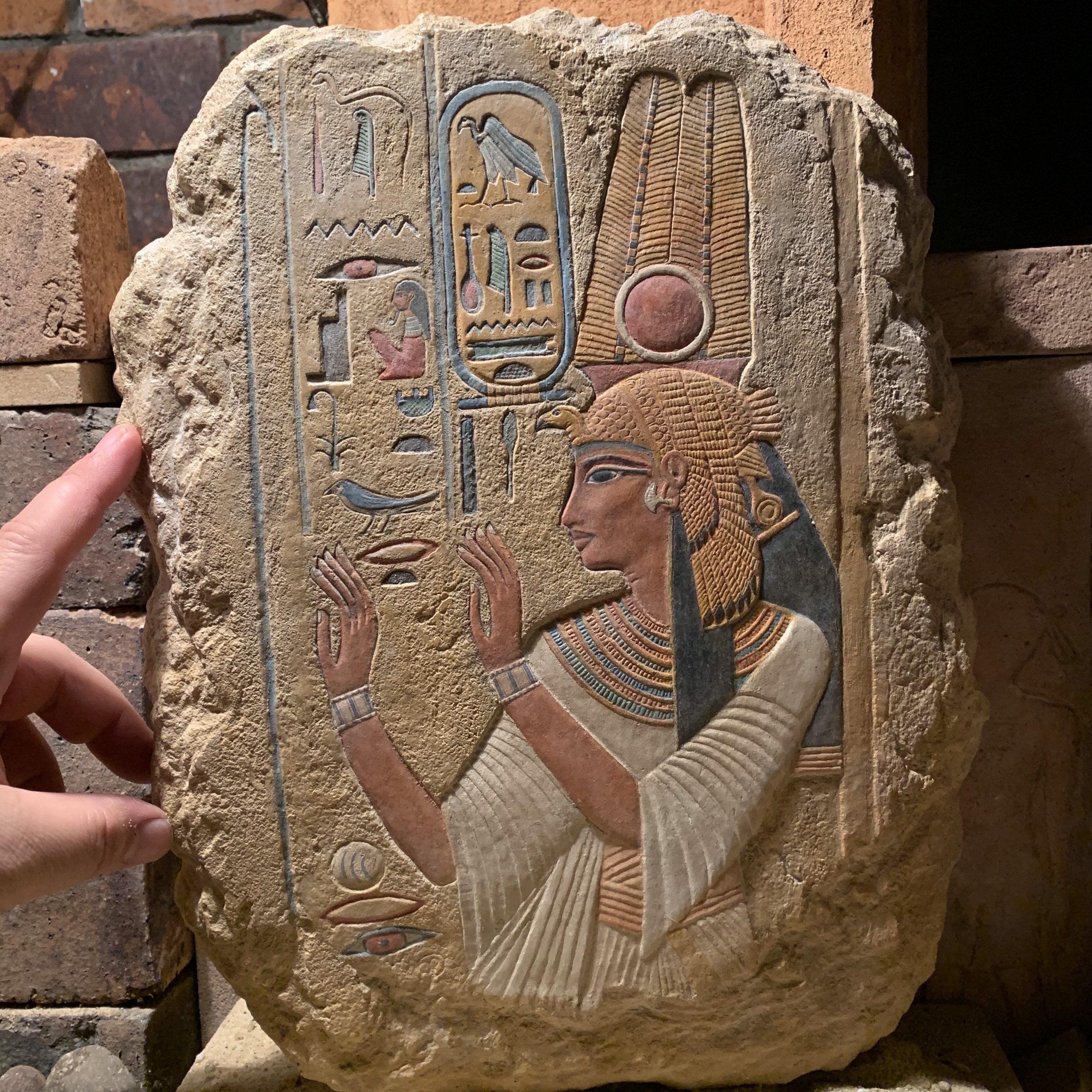 Egyptian art / sculpture painted relief carving of Queen Nefertari