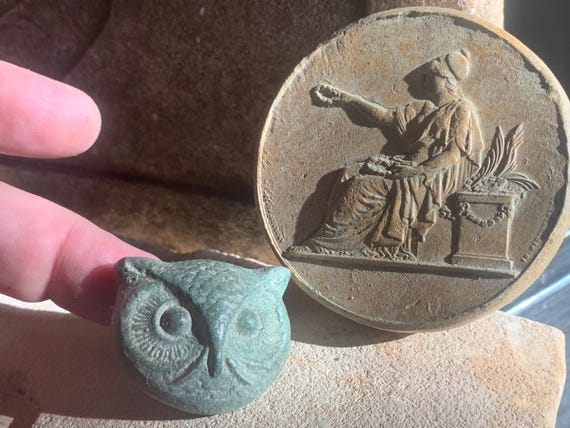 Athena / Athene Greek goddess & mascot owl replica amulet from the mythology of ancient Greece