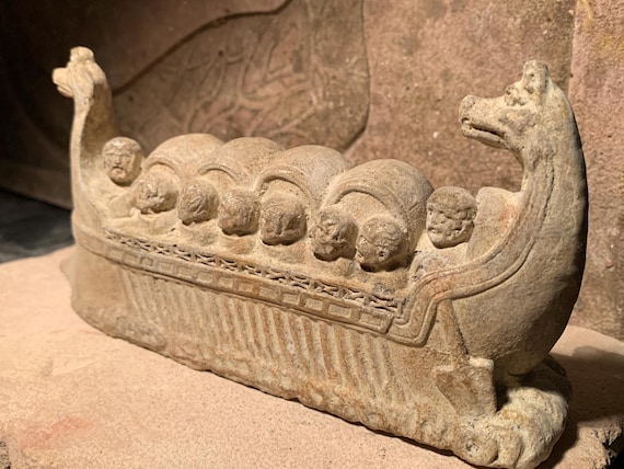 Roman boat statue / sculpture / art - Neumagen Dhron wine ship. Ancient Germania