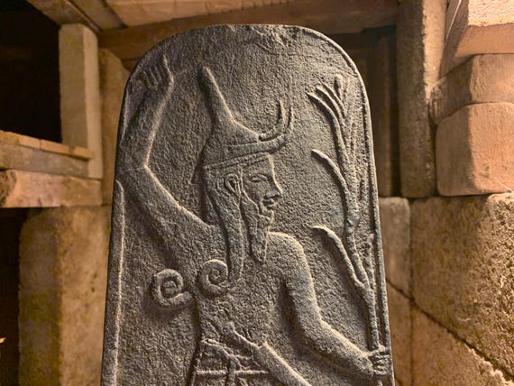 Ba’al / Baal relief carving. God of storms, thunder and lightning. Rider of the clouds