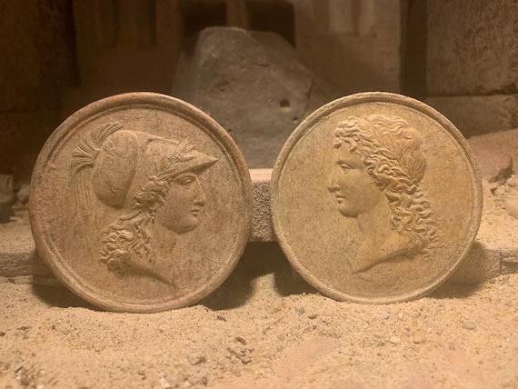 Athena & Apollo - Greek / Roman art / mythology - Highly detailed amuletic discs