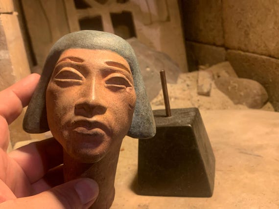 Egyptian statue of Akhenaten - harp or chair / throne figurehead. Amarna art
