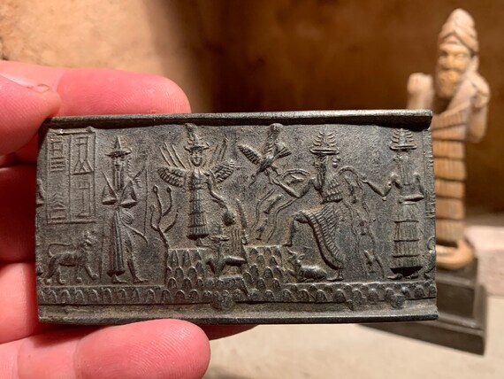 Sumerian seal impression replica. Enki, Ishtar, Shamash & Ninurta