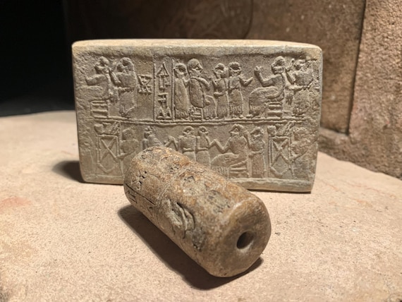 Sumerian cylinder seal replica of Queen Puabi Mesopotamian art