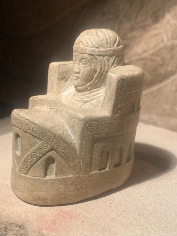 Medieval Chess piece statue - Spanish Queen in a castle - 12th century replica