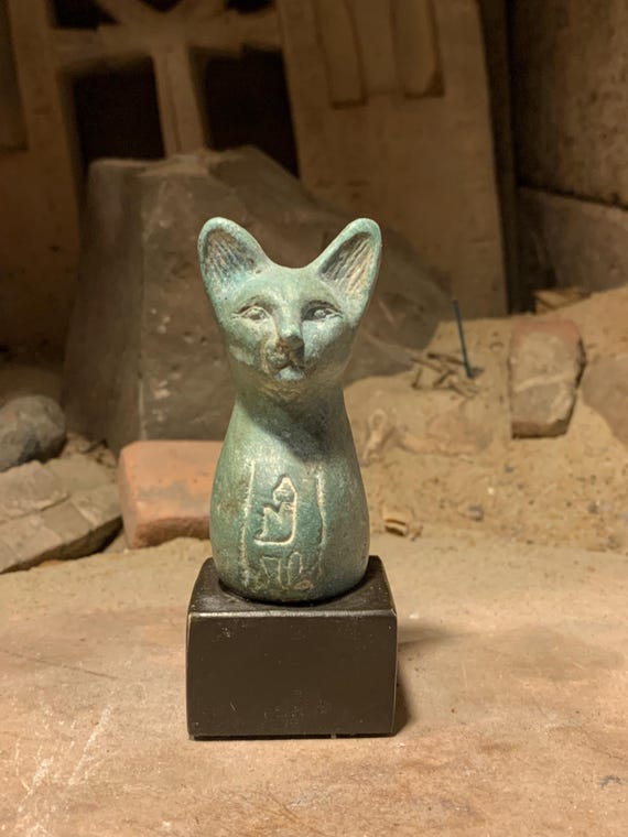 Egyptian cat statue of Bast / Bastet - A Goddess of music , dance , joy, hunting
