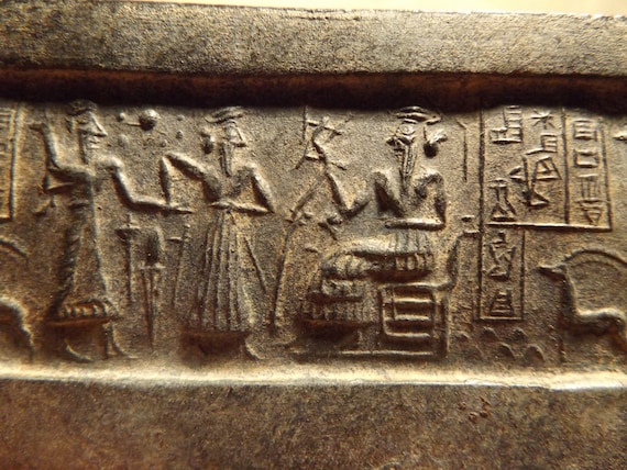 Sumerian cylinder seal impression replica - VA 243 - constellation of Pleiades * Ancient astronomy