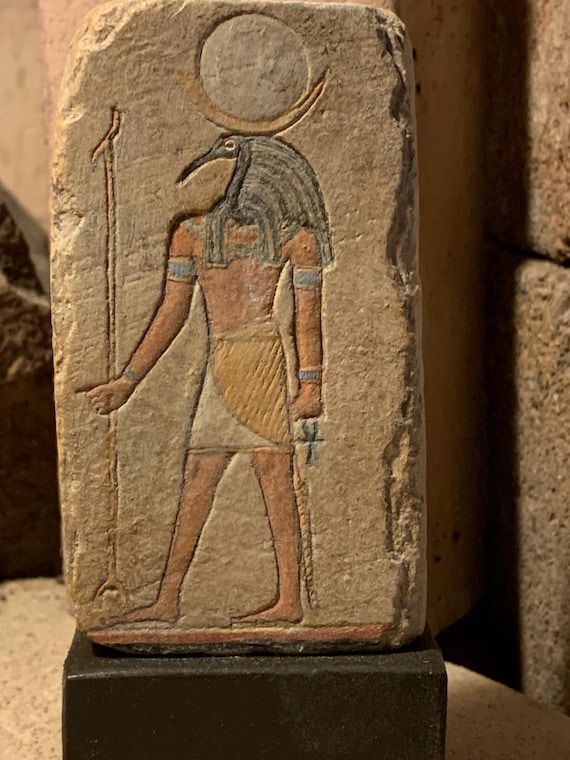 Egyptian art Thoth / Djehuty - sacred Ibis form. God of wisdom, writing& the moon.