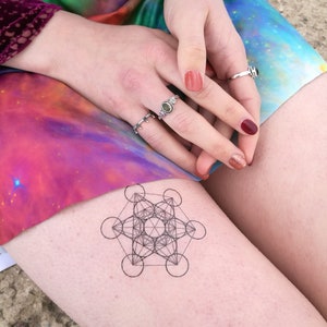 Temporary Tattoos : Metatron's Cube Sacred Star Geometry. Set of 4