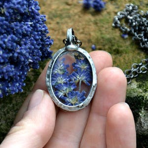 LAVENDER terrarium pendant drop locket nature necklace bohemian flower jewelry statement necklace gift for her natural summer floral jewelry