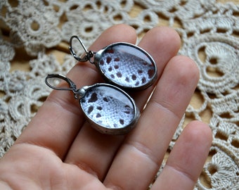 romantic WHITE LACE terrarium earrings, rustic, delicate elagant, old silver earrings, wedding earrings, dangle white earrings